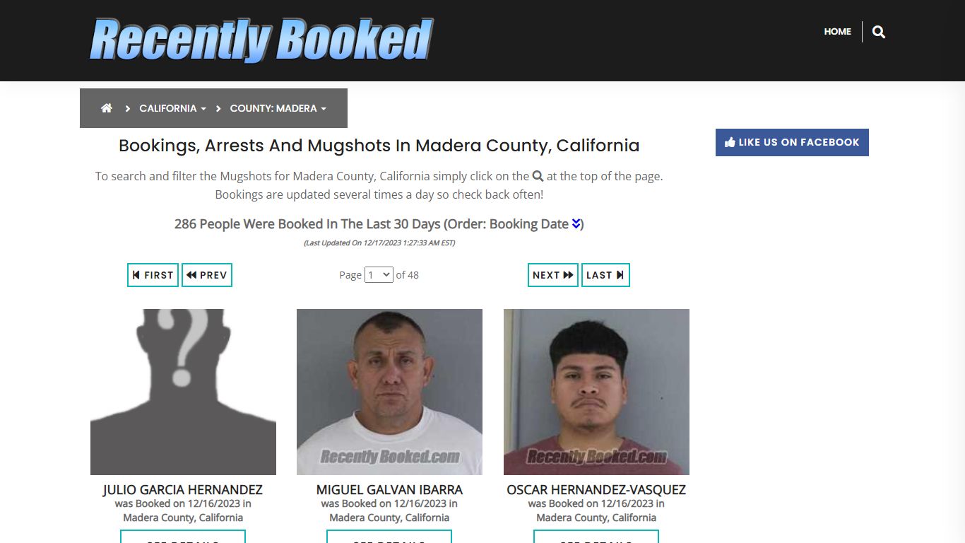 Bookings, Arrests and Mugshots in Madera County, California