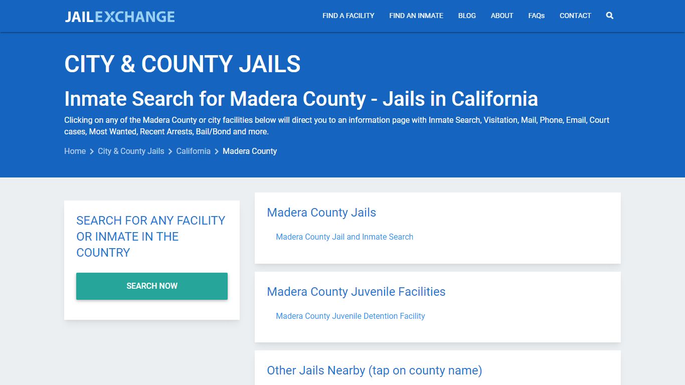 Inmate Search for Madera County | Jails in California - Jail Exchange